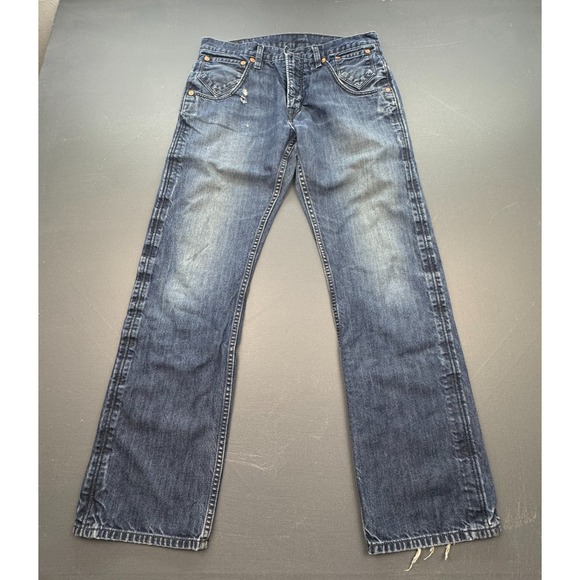 Levi's 514 Jeans Men's 32x32 Straight Fit Mid Rise Blue Denim Distressed Casual - Picture 1 of 13